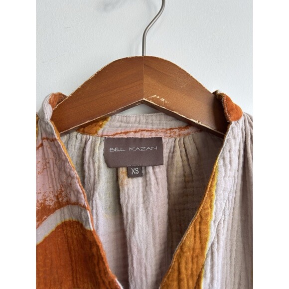 Bel Kazan Muslin Gauze Midi Dress Orange Boho Size XS - Picture 4 of 8